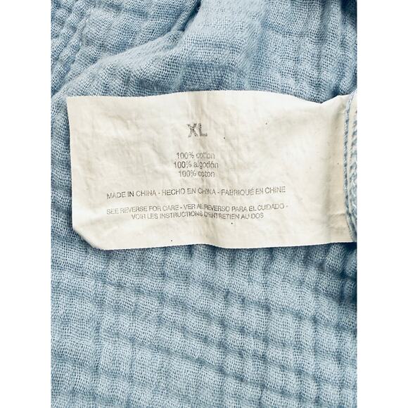 Anne Klein Gauze Shirt Button Front XL Dusty Blue Longsleeve Roll Tab - Picture 10 of 10